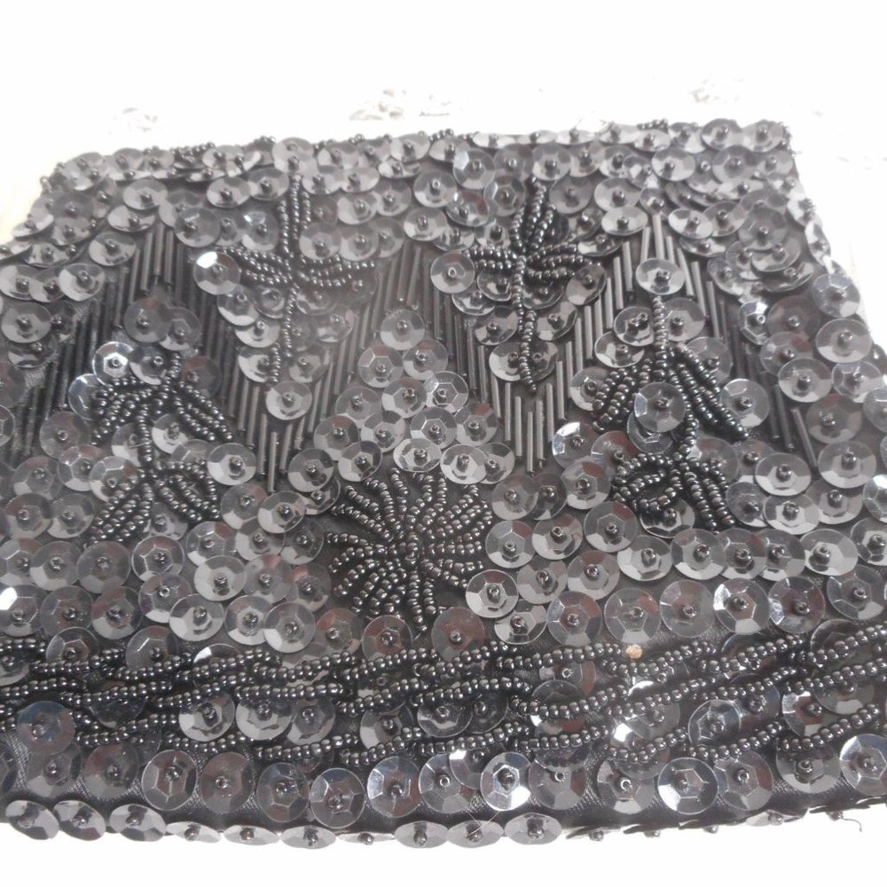 Vintage Hand Made Clutch bag Purse Black beaded - Picture 2 of 8